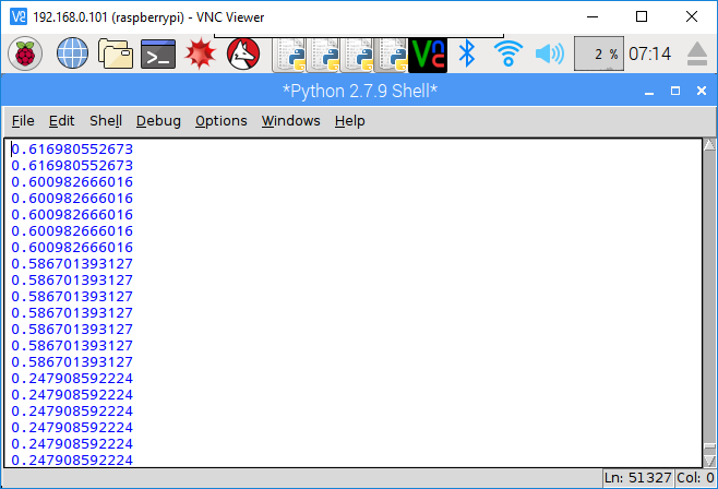 Screenshot of Light Dependent Resistor LDR in Raspberry Pi